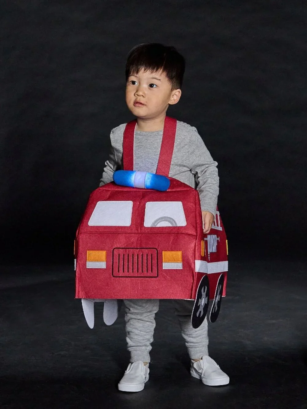 Pottery Barn Light Up Firetruck Costume with Sound Red Pull On Kids Size 3T NWT
